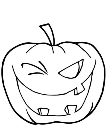 Halloween Pumpkin Winking Coloring Page